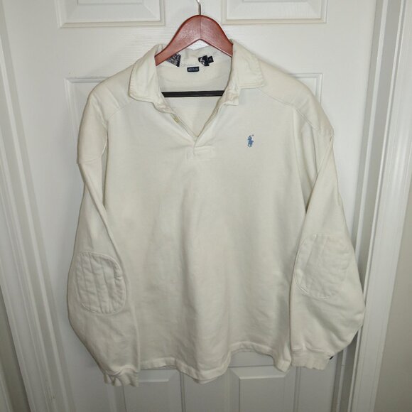Polo Ralph Lauren Other - VINTAGE Polo Ralph Lauren Shirt Men's White Elbow Patch Size XL *Irregular USA